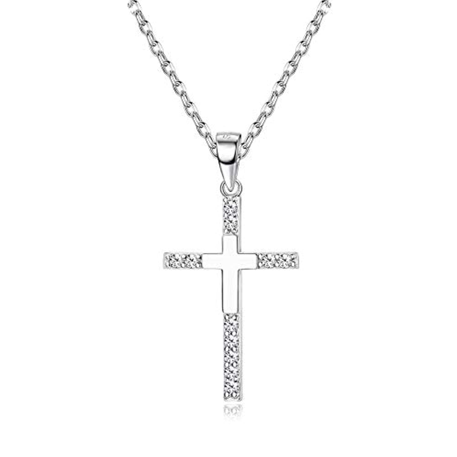Gold Cross Necklace 14K White Gold Open Cross for Men/Women - Walmart.com
